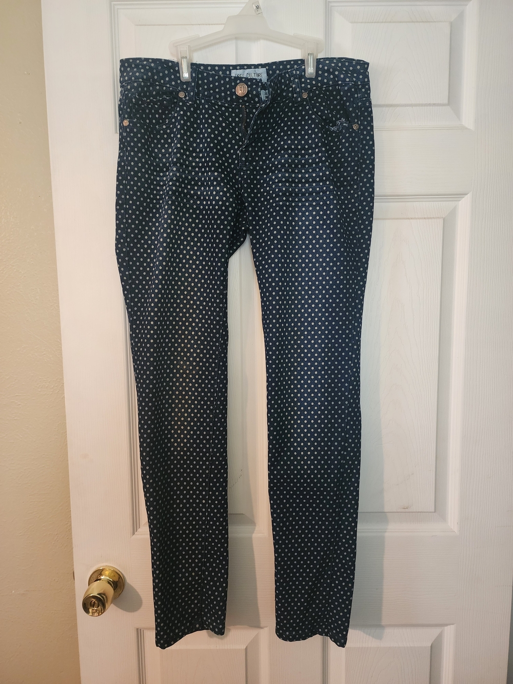 Dark Navy Polka Dot Skinny Jeans